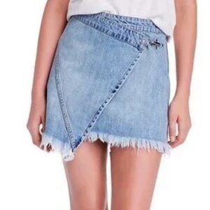 Blank NYC Wrap Mini Denim Skirt
